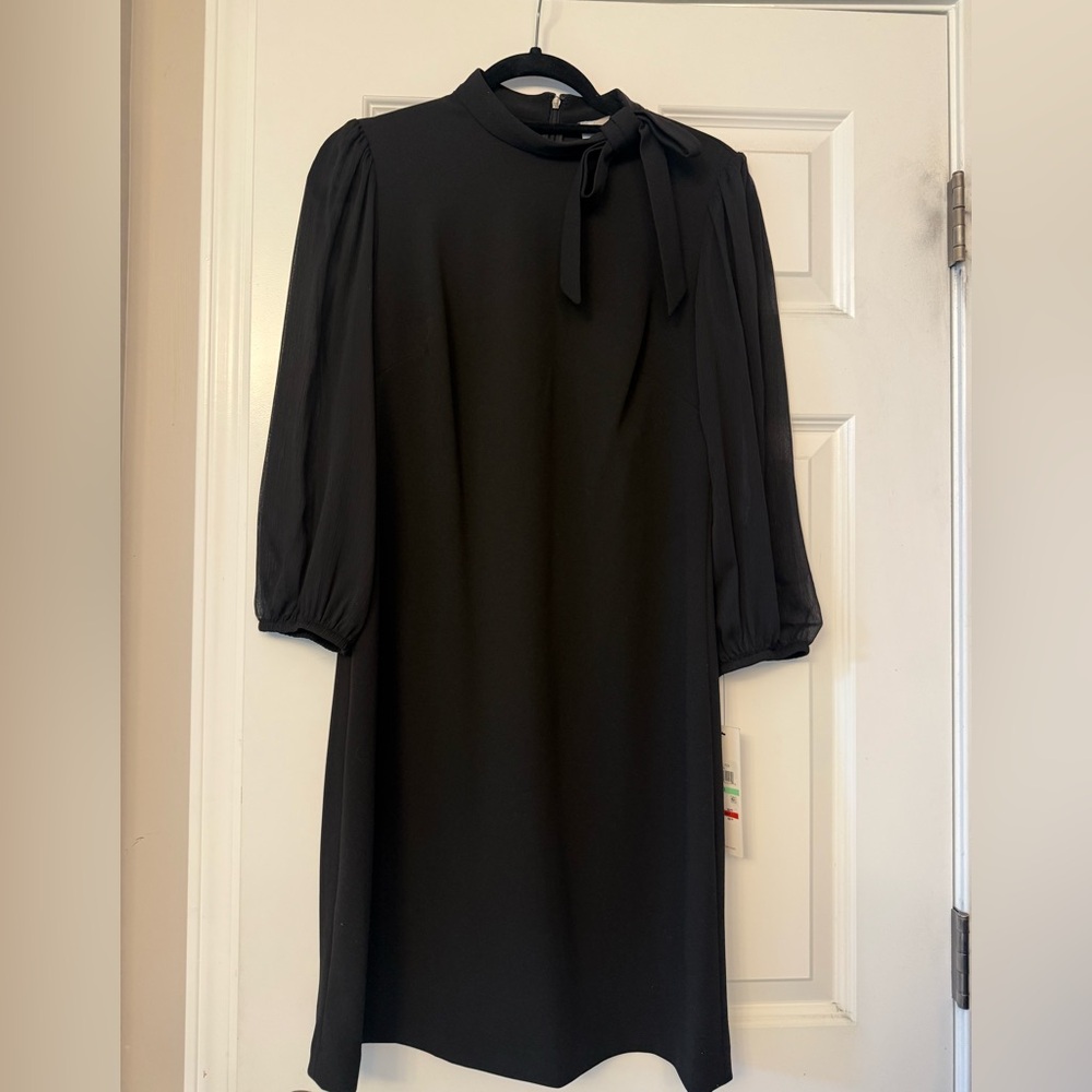 Calvin Klein Black Sheer Sleeve Dress
